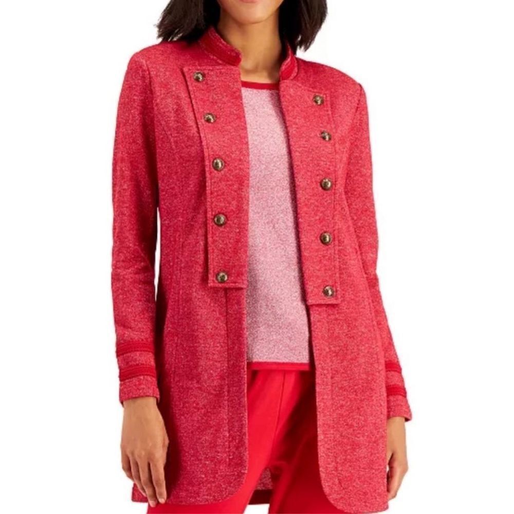 Tommy Hilfiger red military style open front jacket size M